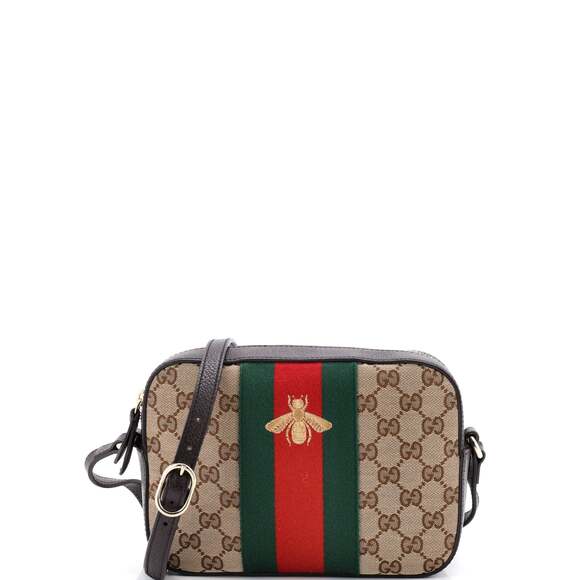 Gucci Bee Web Camera Bag Gg Canvas #219222G12B